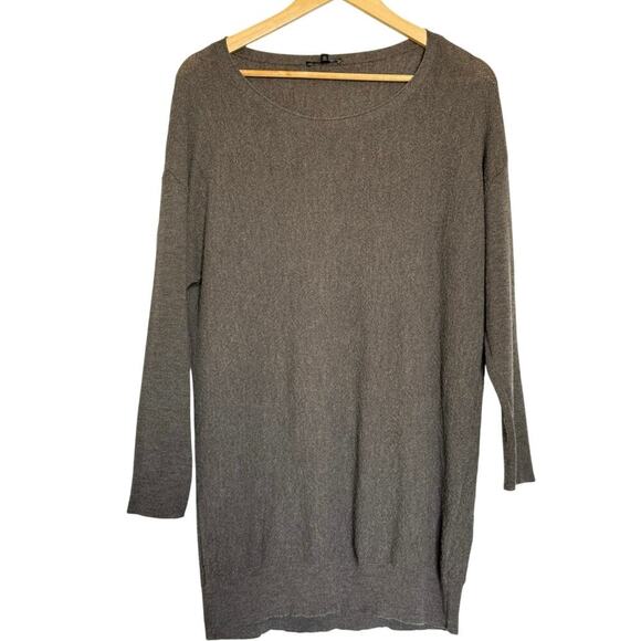 Eileen Fisher 100% Merino Wool Brown Long Sleeve Knit Round Neck Top Size L - Picture 1 of 4